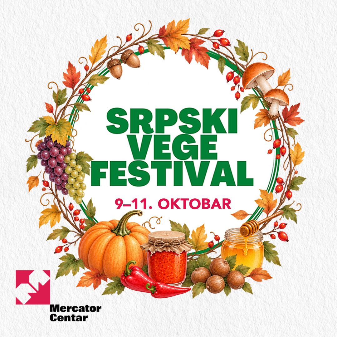 Plakat Srpski Vege Festival, 9–11. oktobar, Mercator Centar